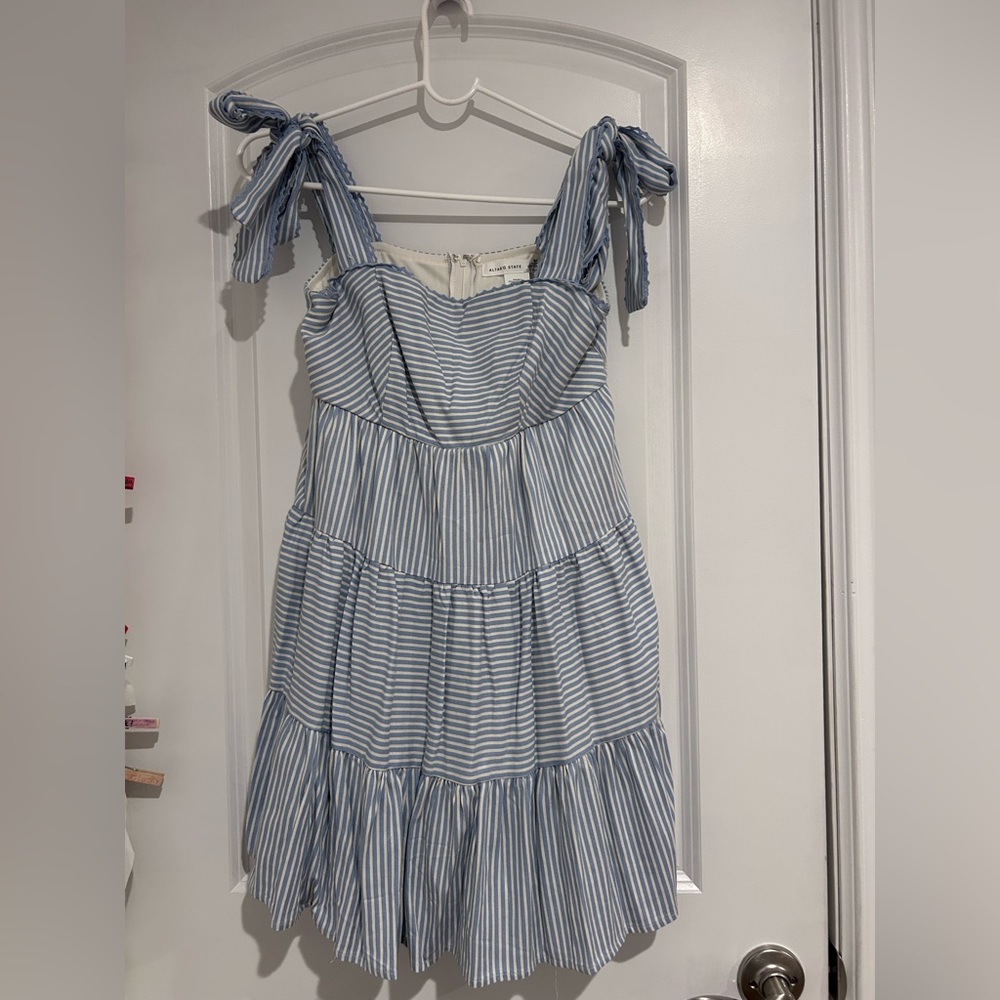 Altar'd State Blue and Cream Striped Dress